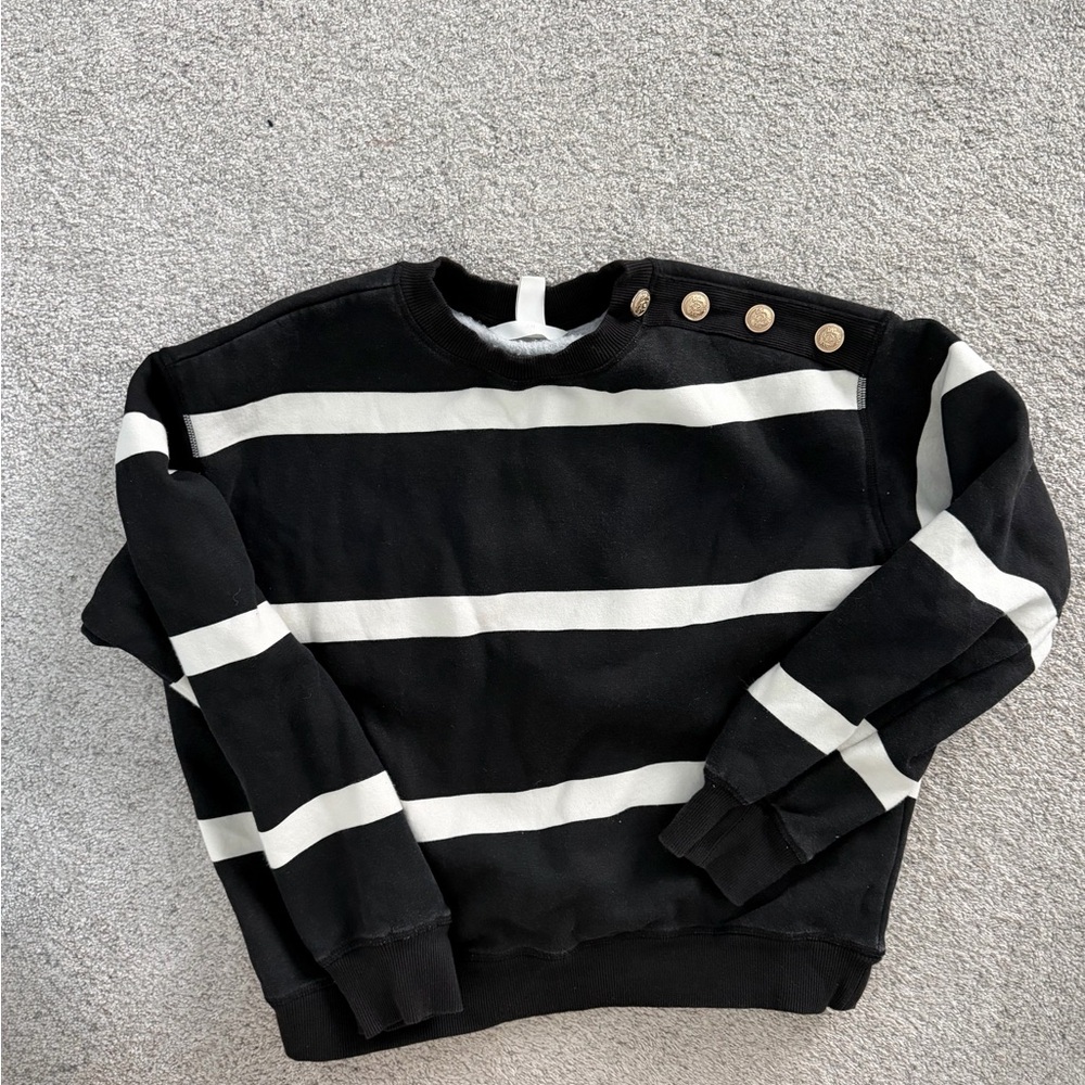 H&M Black and White Striped Sweatshirt